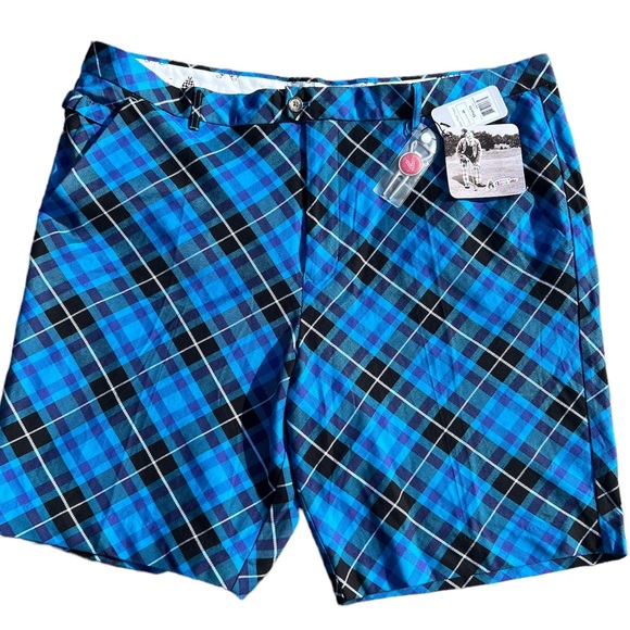 royal and awesome Other - NWT Royal & Awesome Blue Plaid Trews Golf Shorts Size 46